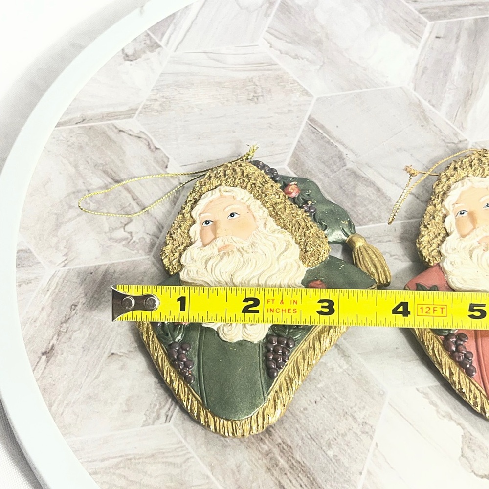 Set Of 2 Santa Pillow Christmas Ornaments Red Green 4.5” - Picture 3 of 4